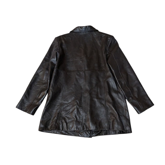 Y2K Lord and Taylor 100% Leather Jacket Medium Espresso Brown Vintage Retro Soft - Picture 2 of 8